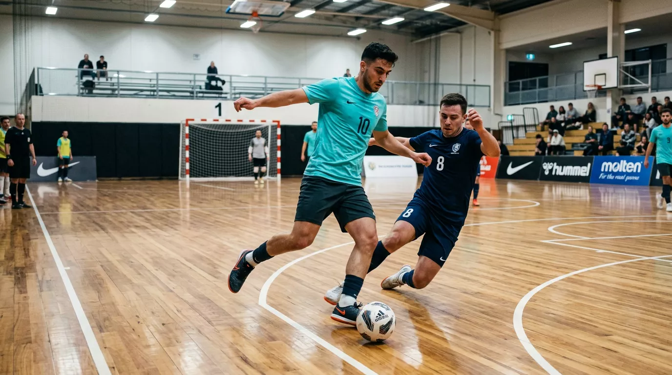 Wettschein und Futsal-Spielszene als Symbol für die Funktionsweise von Futsal-Wetten